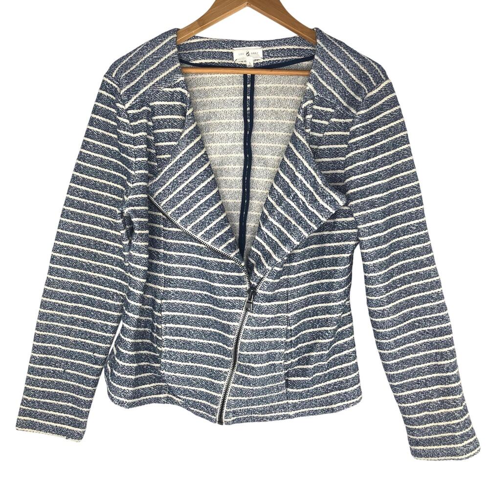 Lou & Grey Striped Asymmetric Zip Jacket